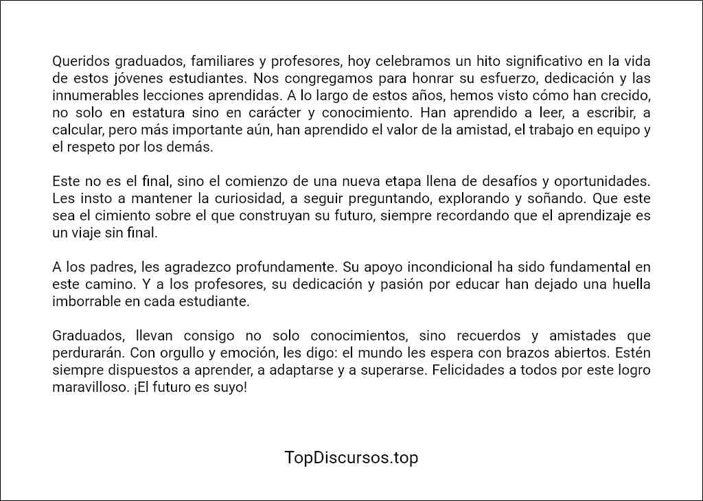 formato de Discurso de padres para graduación de primaria 