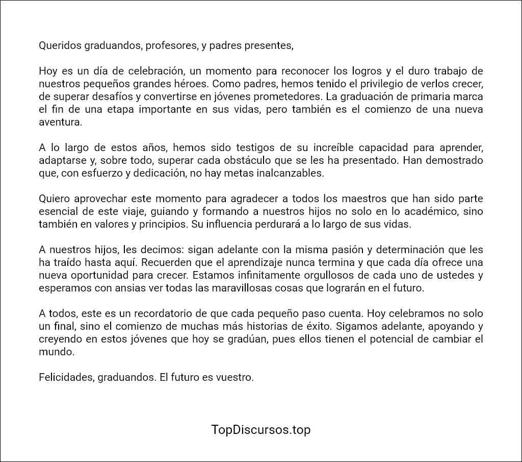 como elaborar un Discurso de padres para graduación de primaria 