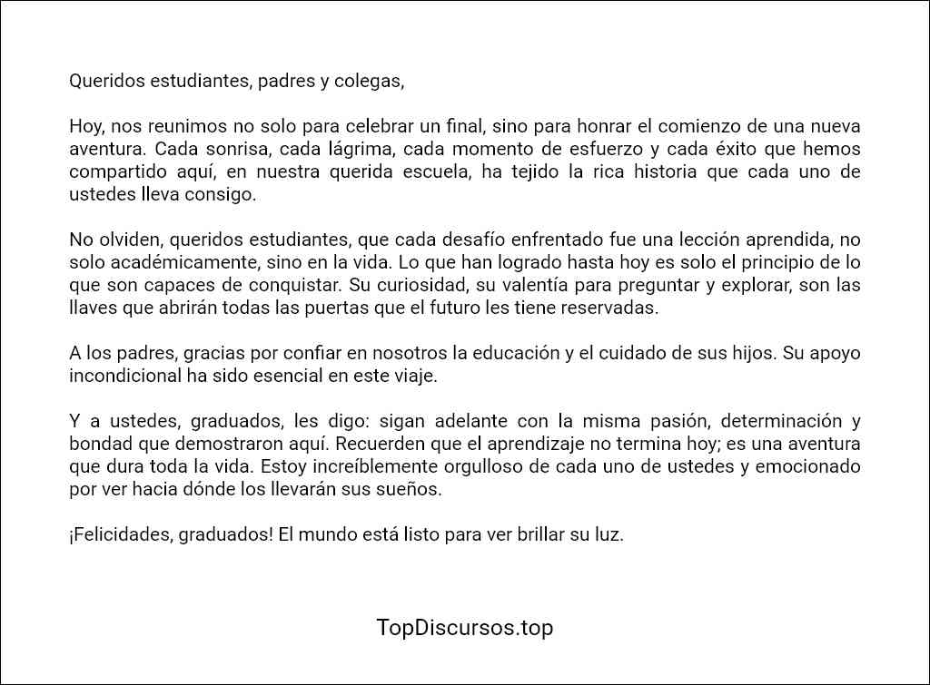 como redactar un Discurso de graduación de primaria por un maestro